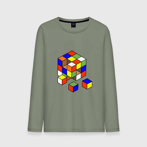 Мужской лонгслив Разобранный кубик / Авокадо – фото 1