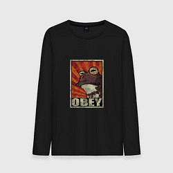 Лонгслив хлопковый мужской Obey frog, цвет: черный