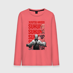 Лонгслив хлопковый мужской Рёмен Сукуна аниме, цвет: коралловый