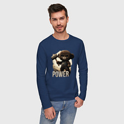 Лонгслив хлопковый мужской Animal power, цвет: тёмно-синий — фото 2