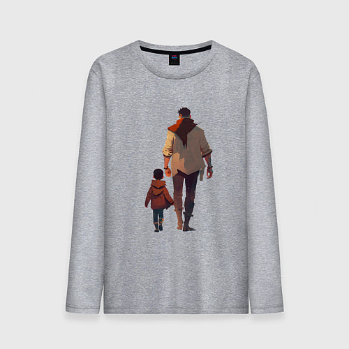 Мужской лонгслив Отец вместе с сыном / Меланж – фото 1