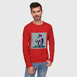 Лонгслив хлопковый мужской Пиксельный рыцарь, цвет: красный — фото 2