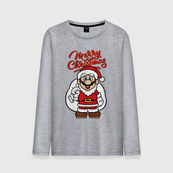 Лонгслив хлопковый мужской Christmas Mario, цвет: меланж