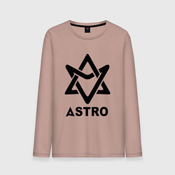 Лонгслив хлопковый мужской Astro black logo, цвет: пыльно-розовый