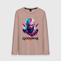 Лонгслив хлопковый мужской God of War, Kratos, цвет: пыльно-розовый