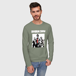 Лонгслив хлопковый мужской Greed Day rock, цвет: авокадо — фото 2
