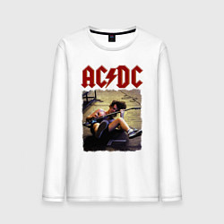 Лонгслив хлопковый мужской AC DC Angus, цвет: белый