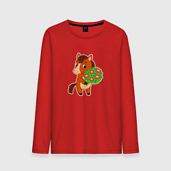 Мужской лонгслив Лошадка с букетом