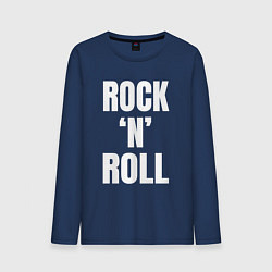Лонгслив хлопковый мужской Rocknroll белая большая надпись, цвет: тёмно-синий
