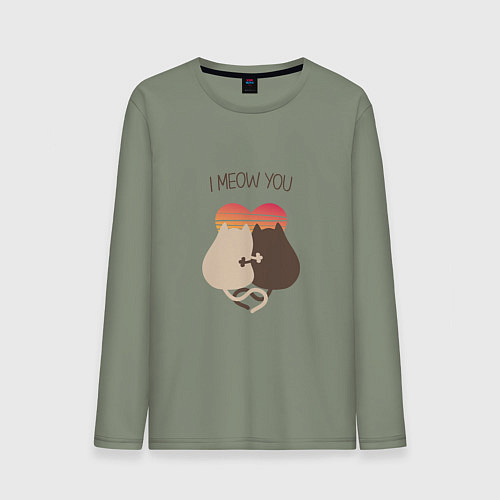 Мужской лонгслив Коты на закате / Авокадо – фото 1