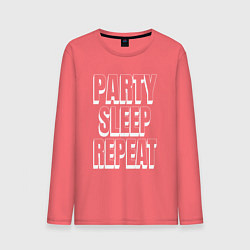Мужской лонгслив Party sleep repeat надпись с тенью