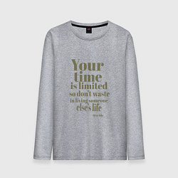 Лонгслив хлопковый мужской Стив Джобс надпись, цвет: меланж