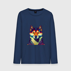 Лонгслив хлопковый мужской Shibu inu dog, цвет: тёмно-синий