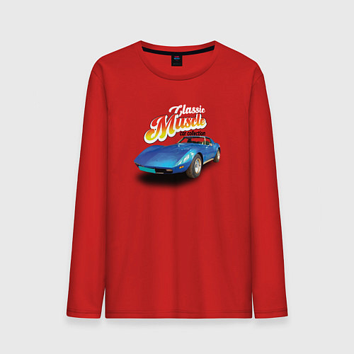 Мужской лонгслив Маслкар Chevrolet Corvette Stingray / Красный – фото 1