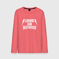 Мужской лонгслив Людвиг ван бетховен надпись в стиле метал