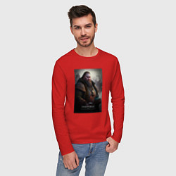 Лонгслив хлопковый мужской Хабаровск - персонаж, цвет: красный — фото 2