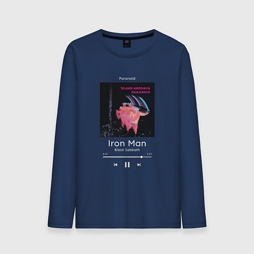 Мужской лонгслив Black Sabbath Iron Man плеер / Тёмно-синий – фото 1