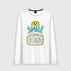 Лонгслив хлопковый мужской Smile are always in fachion, цвет: белый