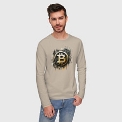 Лонгслив хлопковый мужской Bitcoin BTC, цвет: миндальный — фото 2