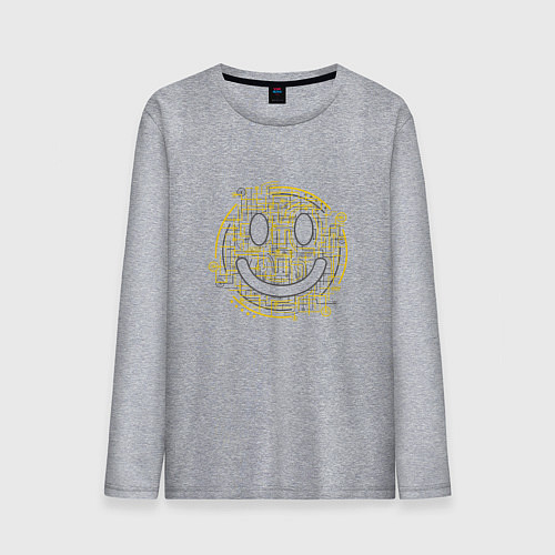 Мужской лонгслив Техно смайл / Меланж – фото 1