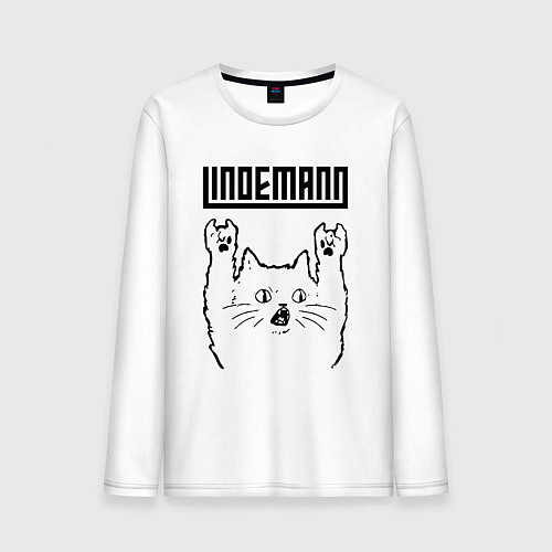Мужской лонгслив Lindemann - rock cat / Белый – фото 1