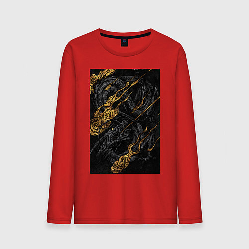 Мужской лонгслив Дракон в золоте / Красный – фото 1