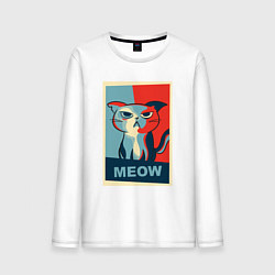 Лонгслив хлопковый мужской Meow obey, цвет: белый