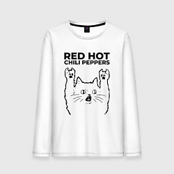 Лонгслив хлопковый мужской Red Hot Chili Peppers - rock cat, цвет: белый