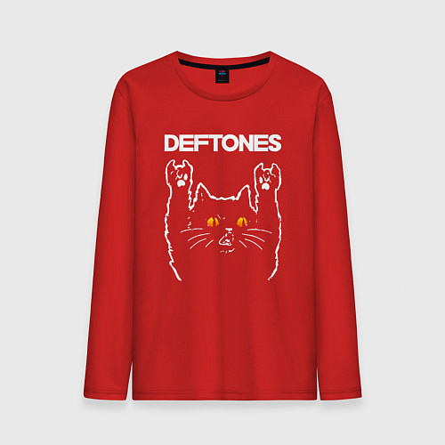 Мужской лонгслив Deftones rock cat / Красный – фото 1