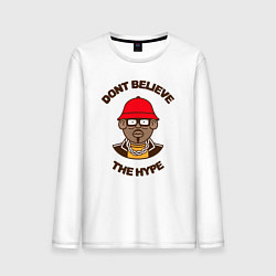 Лонгслив хлопковый мужской Dont believe the hype, цвет: белый
