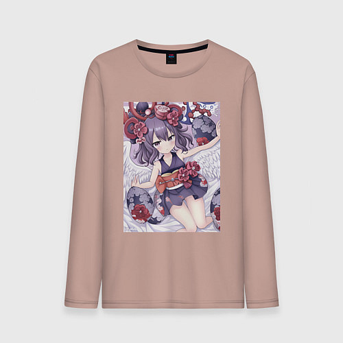 Мужской лонгслив Аниме-ангелочек / Пыльно-розовый – фото 1