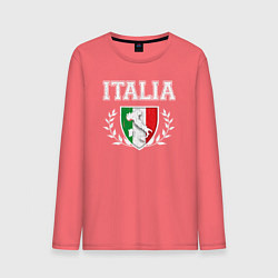 Лонгслив хлопковый мужской Italy map, цвет: коралловый