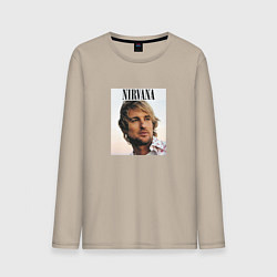 Лонгслив хлопковый мужской Nirvana Оуэн Уилсон пародия, цвет: миндальный