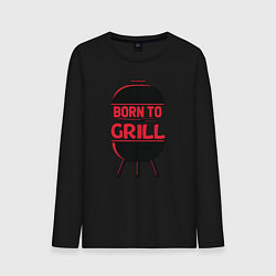 Лонгслив хлопковый мужской Born to grill, цвет: черный