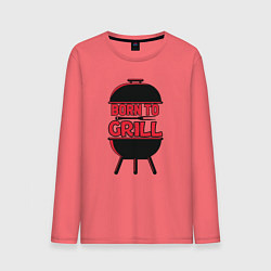 Лонгслив хлопковый мужской Born to grill, цвет: коралловый