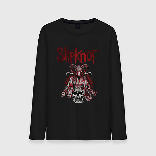 Мужской лонгслив Slipknot рогатый череп / Черный – фото 1