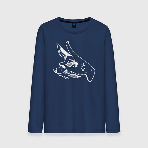 Мужской лонгслив Человек-бензопила демон лисы / Тёмно-синий – фото 1