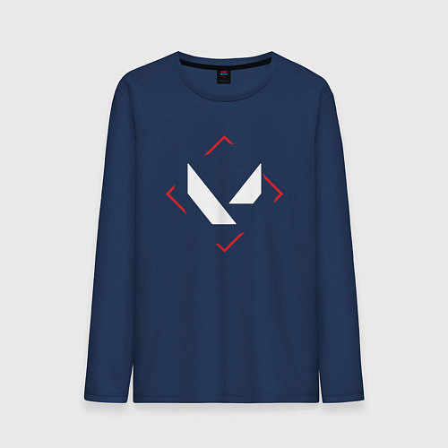 Мужской лонгслив Символ Valorant в красном ромбе / Тёмно-синий – фото 1