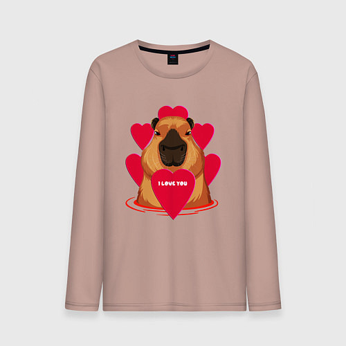 Мужской лонгслив Капибара I love You / Пыльно-розовый – фото 1