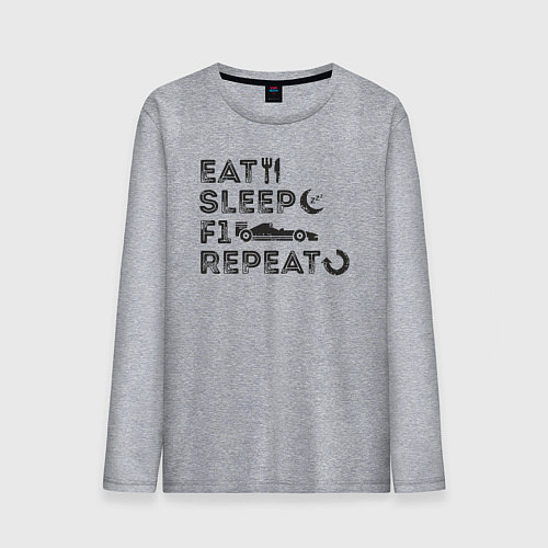 Мужской лонгслив Eat sleep F1 / Меланж – фото 1