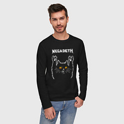 Лонгслив хлопковый мужской Megadeth rock cat, цвет: черный — фото 2