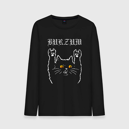 Мужской лонгслив Burzum rock cat / Черный – фото 1