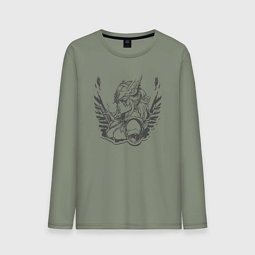 Мужской лонгслив Девушка валькирия / Авокадо – фото 1