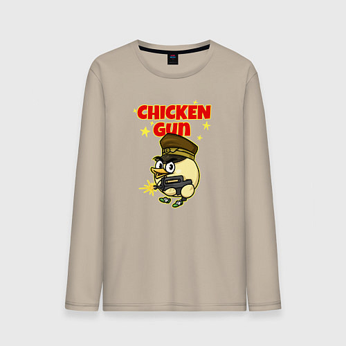 Мужской лонгслив Chicken Gun - игра / Миндальный – фото 1