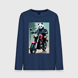 Лонгслив хлопковый мужской Panda - cool biker, цвет: тёмно-синий