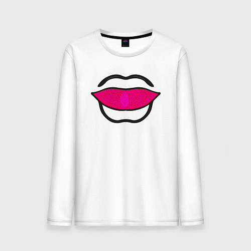 Мужской лонгслив Губы абстракция, силуэт рта / Белый – фото 1