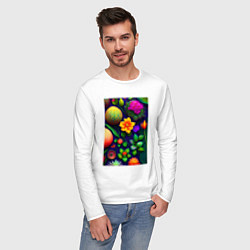 Лонгслив хлопковый мужской Экзотическая картина, цвет: белый — фото 2