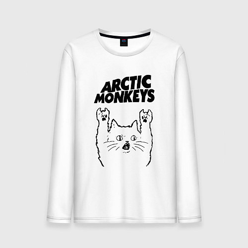 Мужской лонгслив Arctic Monkeys - rock cat / Белый – фото 1