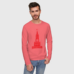 Лонгслив хлопковый мужской Kremlin Moscow, цвет: коралловый — фото 2