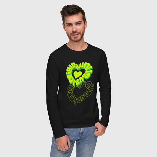 Мужской лонгслив Unusual original love / Черный – фото 3